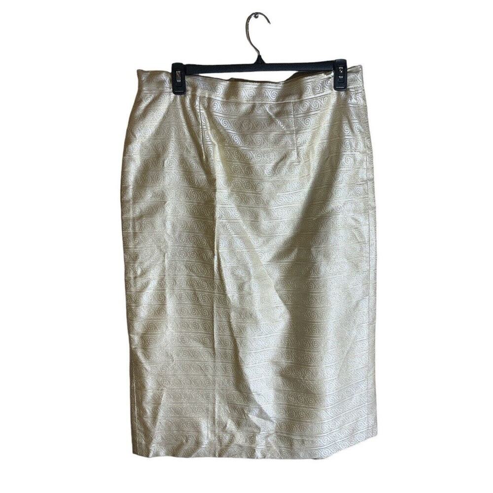 Lily & Taylor Paris Skirt 16W Metallic Geometric A Line Church Career